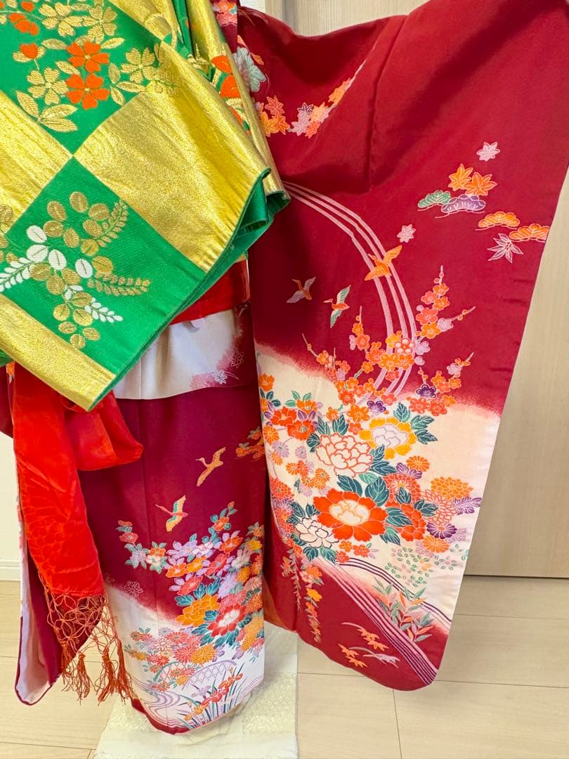 七五三 7歳 祝い着 臙脂 フルセット M2505052