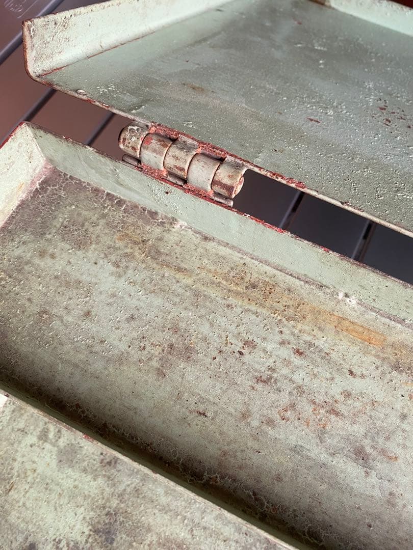 鉄製　ツールボックス　工具箱　メタルボックス　缶　ブリキ　アンティーク　レトロ