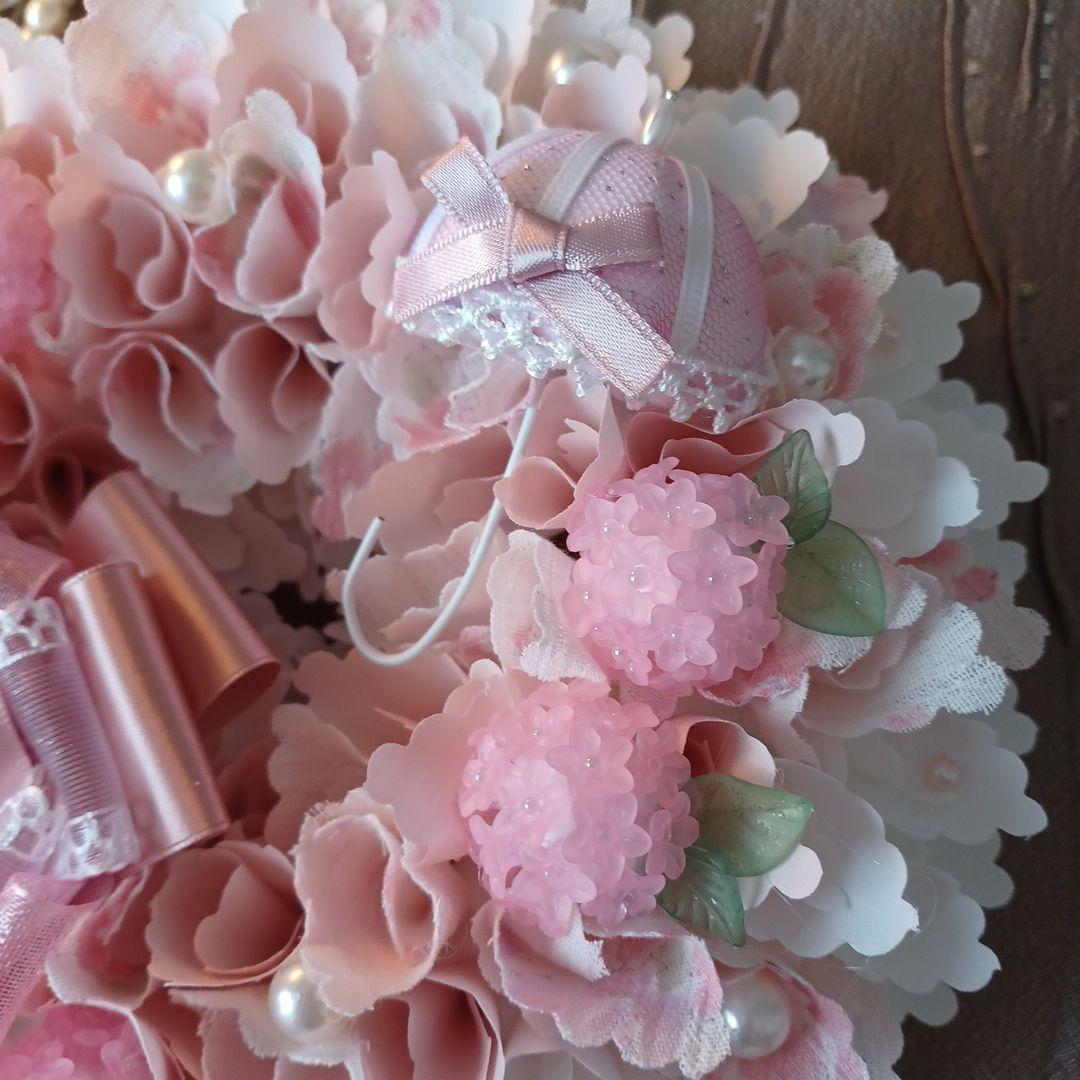 ＊こりどらす＊布リース　刺繍リボン　紫陽花リース