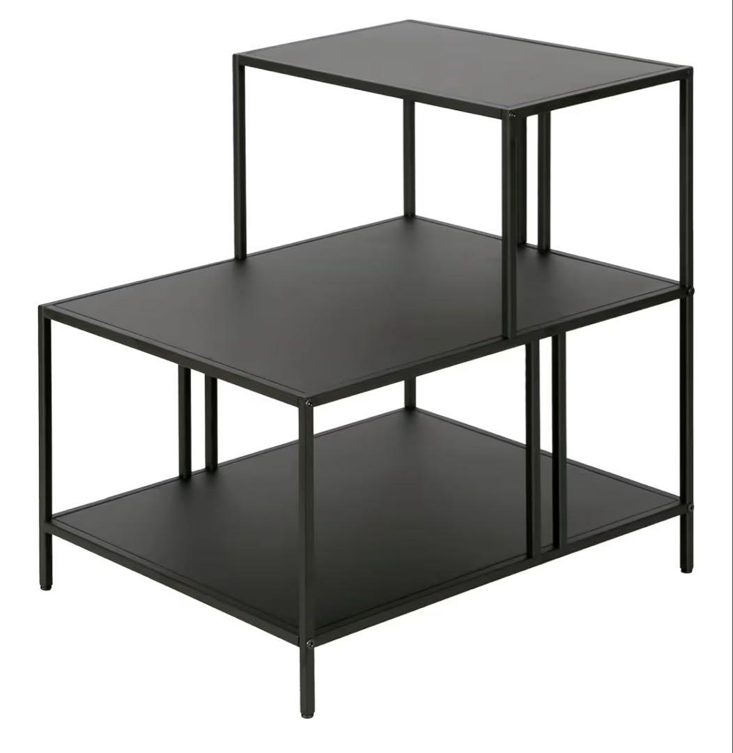 ブラック金属製サイドテーブル 階段状