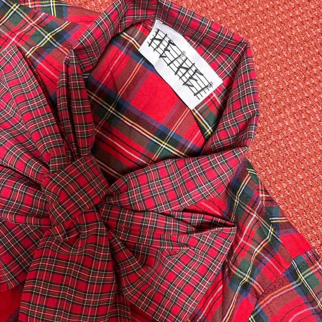 HEIHEI チェック柄リボン付きワンピース