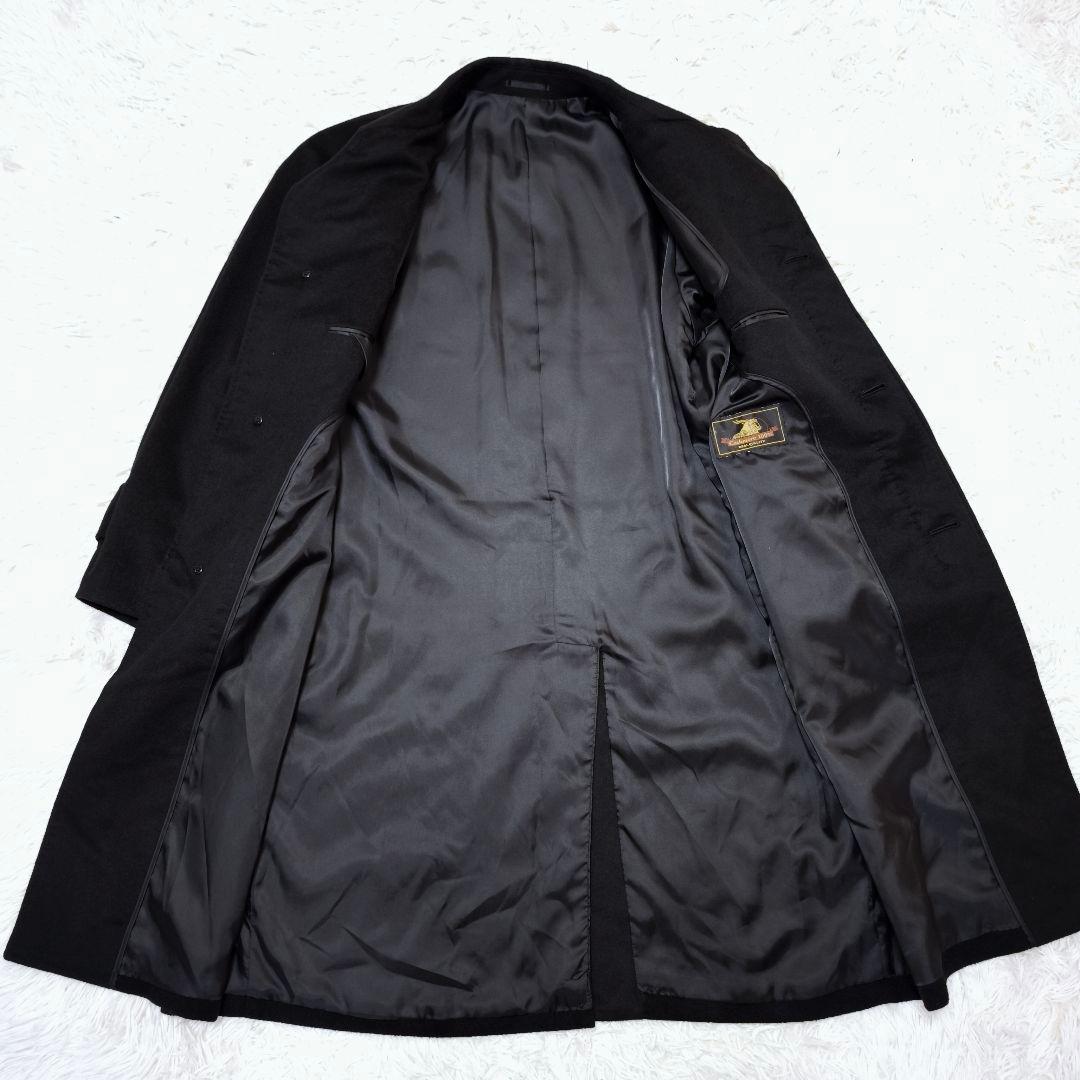 【未使用級】カシミヤ100% ステンカラーコート ロング 黒 L 冠婚葬祭