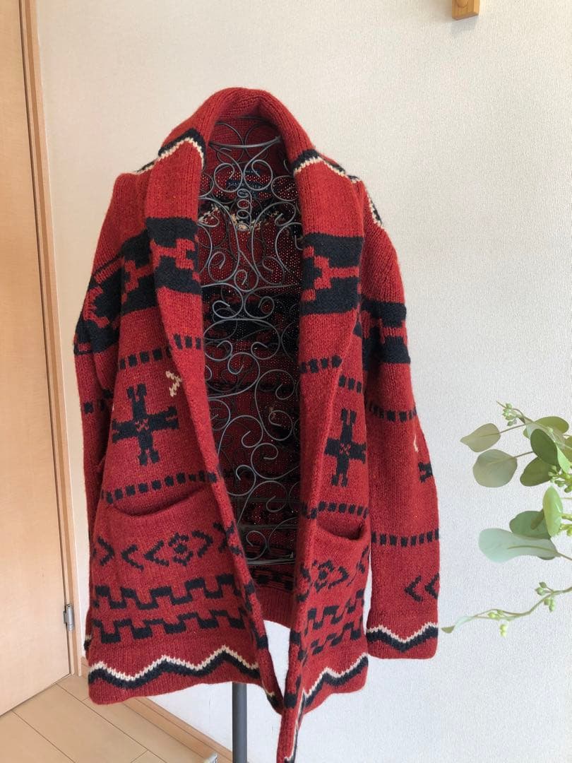 90年代ラルフローレンRalph Lauren ハンドニットショールカラー男女