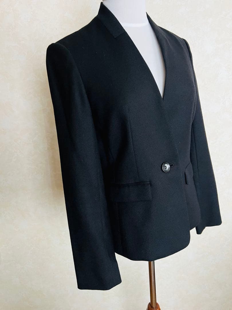 ANAYI アナイ　パンツスーツ セットアップ　ノーカラージャケット　黒