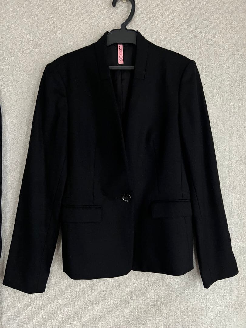 ANAYI アナイ　パンツスーツ セットアップ　ノーカラージャケット　黒