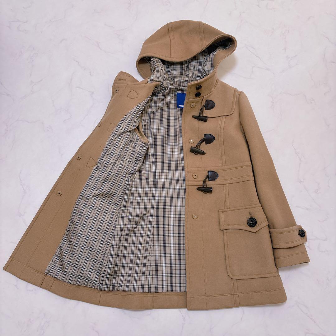 人気☆バーバリー フーデッド ダッフルコート ノバチェック キャメル 36