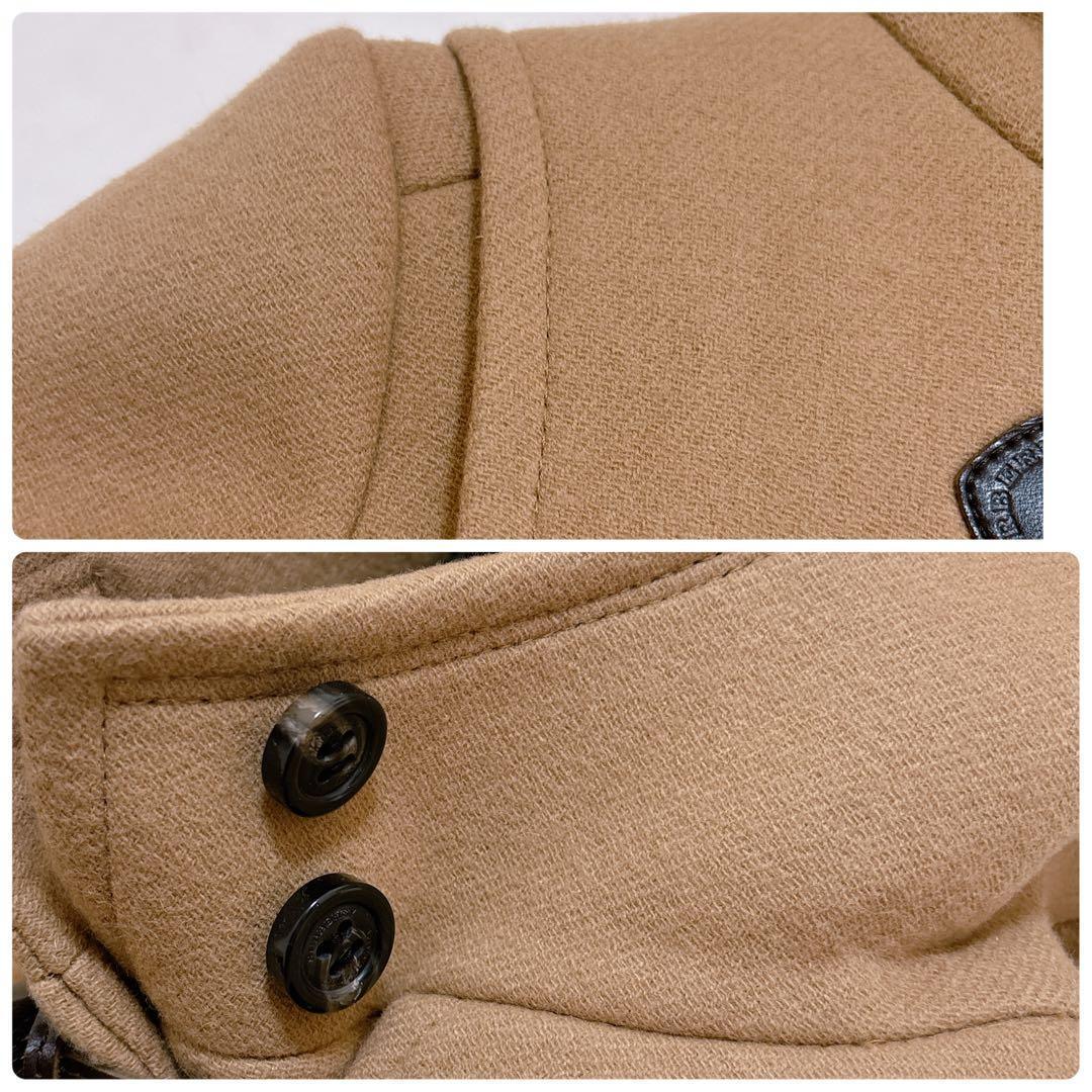 人気☆バーバリー フーデッド ダッフルコート ノバチェック キャメル 36