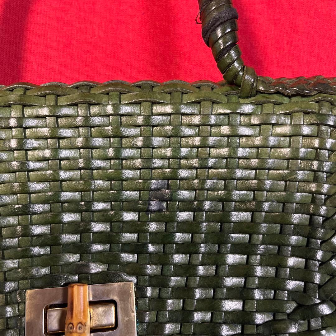 【HIROFU】ヒロフレザーメッシュバッグ　グリーン