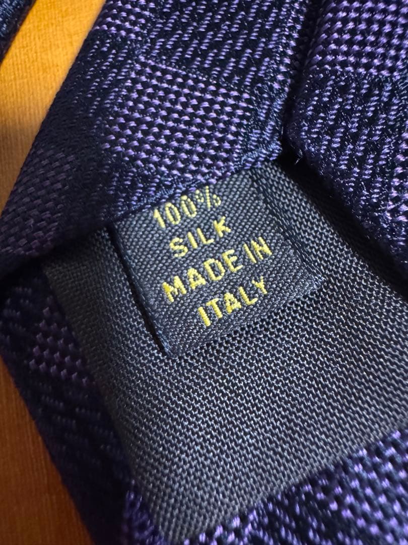 値下げ！LOUIS VUITTON ダミエ柄　パープル　シルク ネクタイ