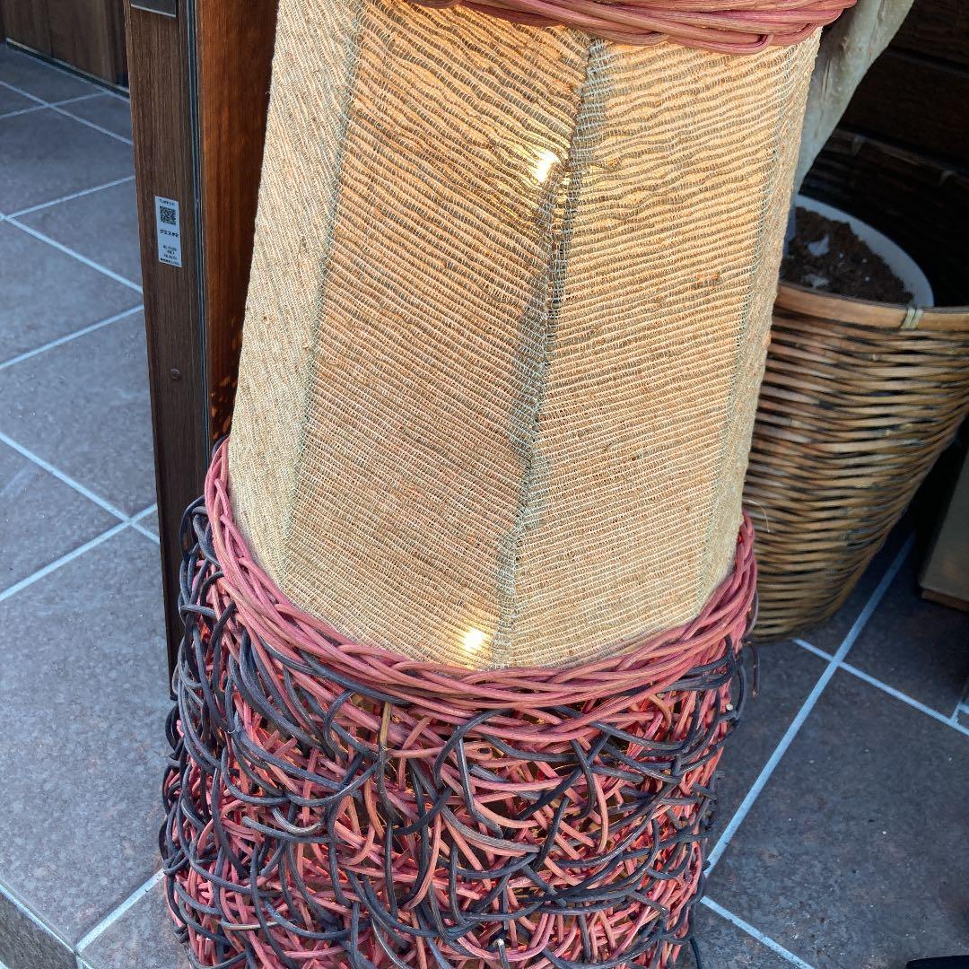昭和レトロ エスニック ツル編み 円柱型フロアライト とんがりランプ 間接照明