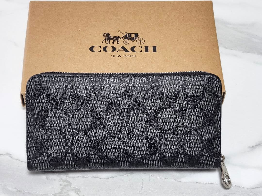 COACH ブラックグレー 長財布