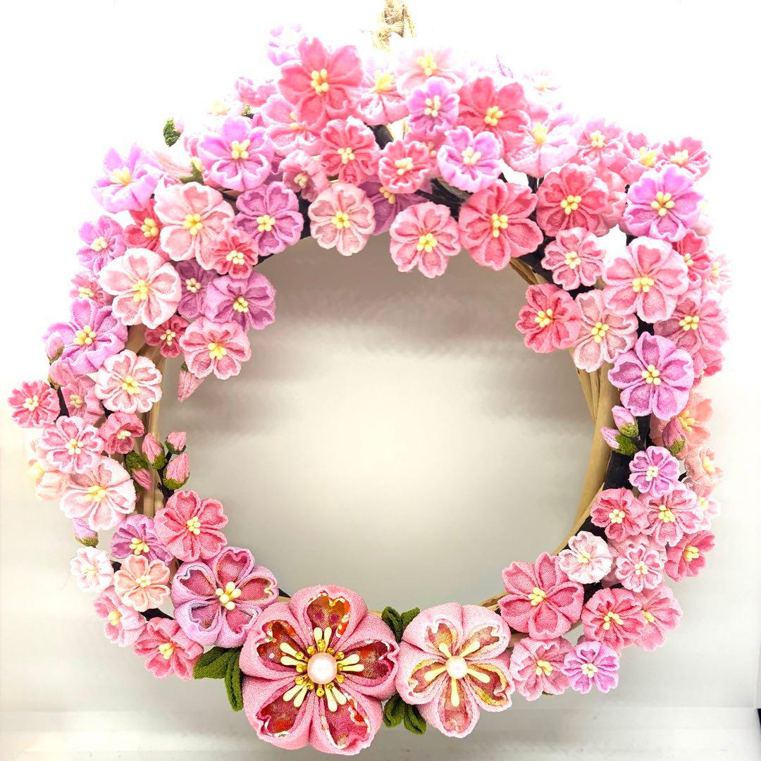 つまみ細工　桜のリース