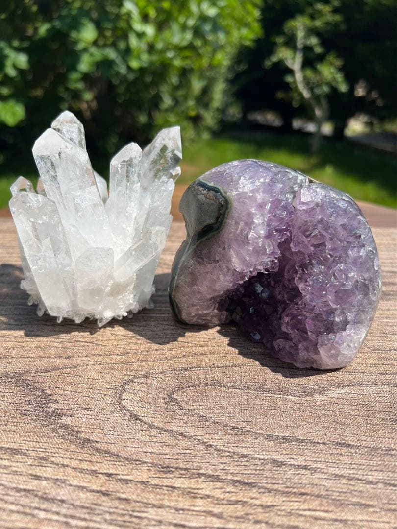 A86 アメジストドーム クラスター ウルグアイ産 と水晶クラスター