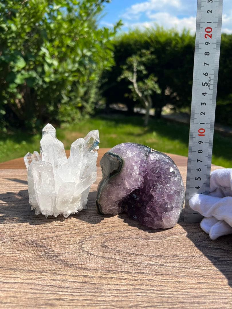 A86 アメジストドーム クラスター ウルグアイ産 と水晶クラスター