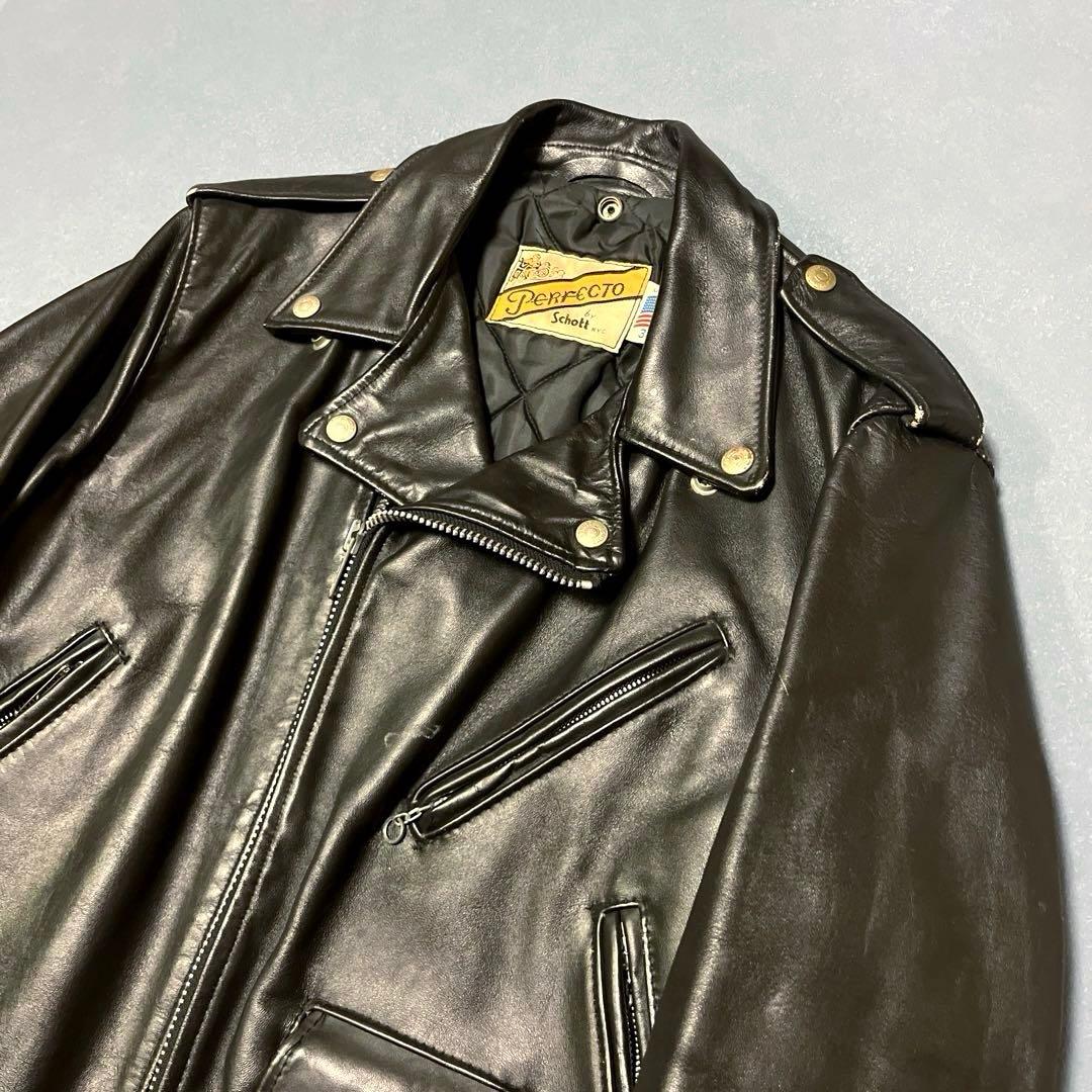 【70s~90s】Schott 618 ダブルライダースジャケット レザー 黒