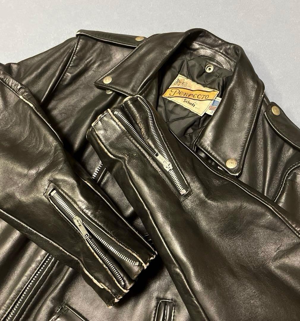 【70s~90s】Schott 618 ダブルライダースジャケット レザー 黒