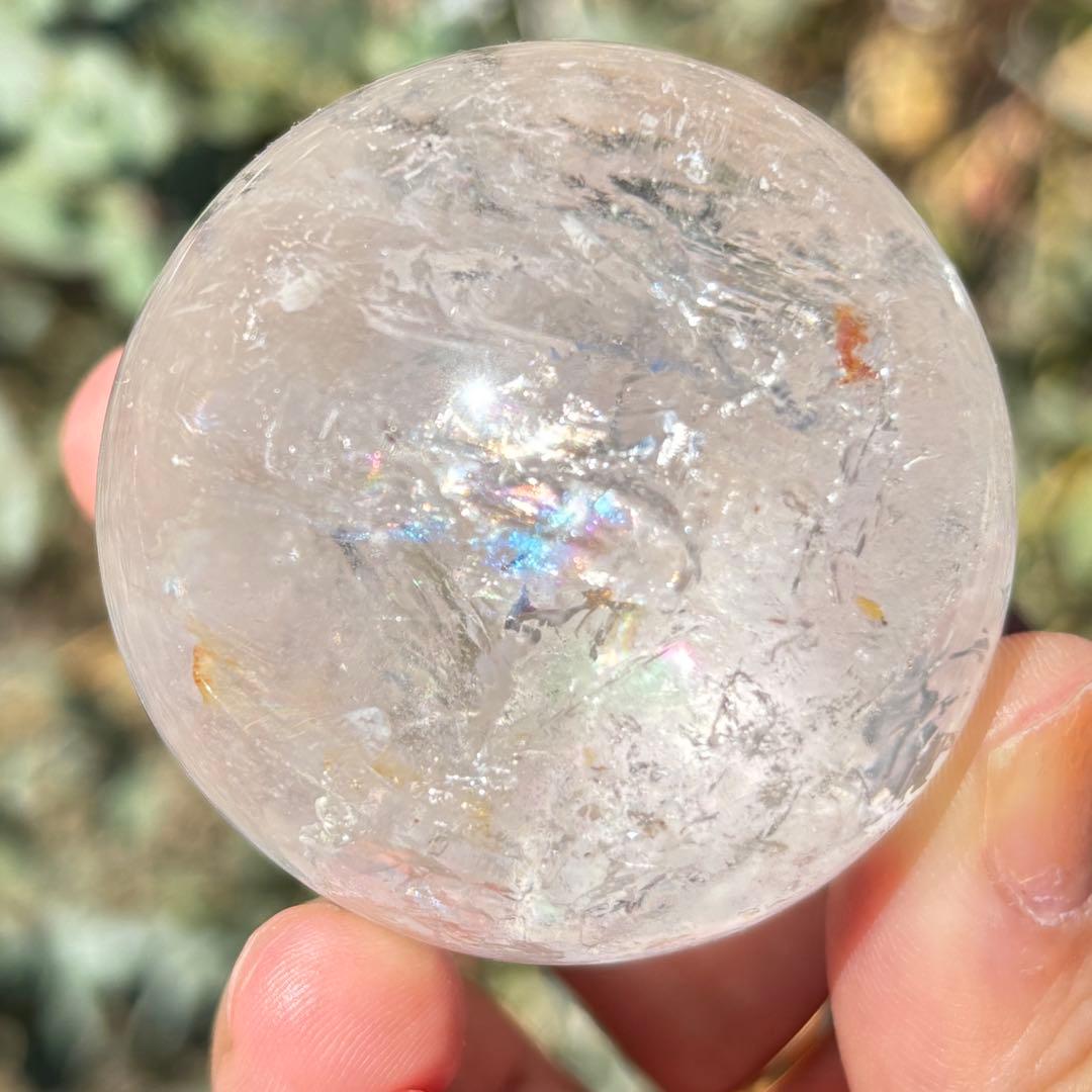 高品質　アイリス　水晶　クリアクォーツ　ファイヤークォーツ共生　スフィア