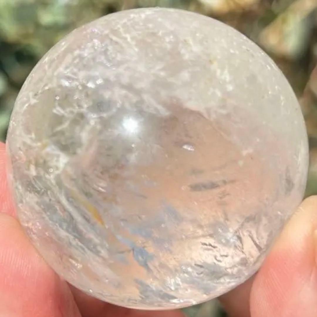 高品質　アイリス　水晶　クリアクォーツ　ファイヤークォーツ共生　スフィア