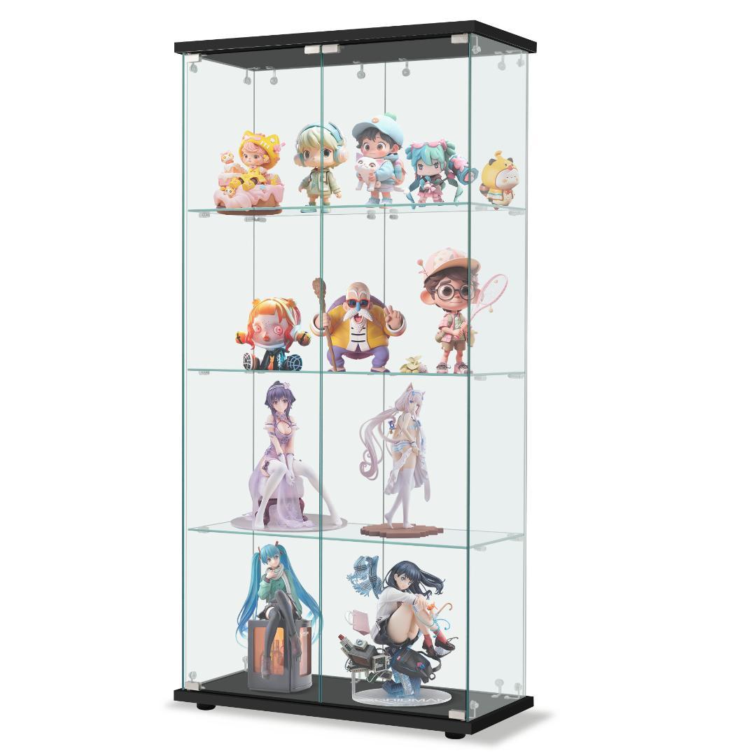 【ブラック】コレクションケース 両扉タイプ 大型 幅80×奥行37×高164cm