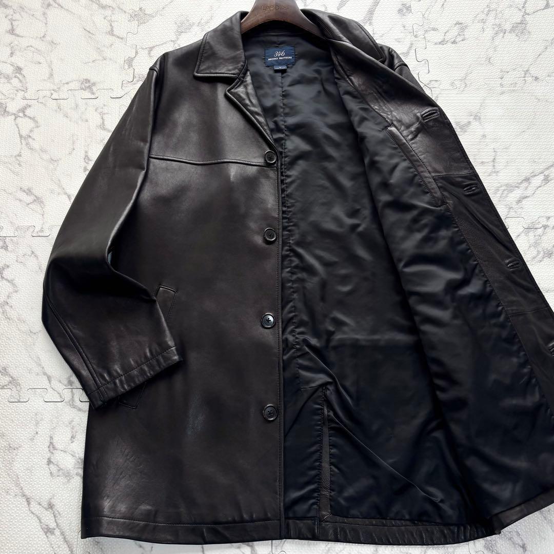 美品✨BROOKS BROTHERS レザーカーコート 本革 ブラック