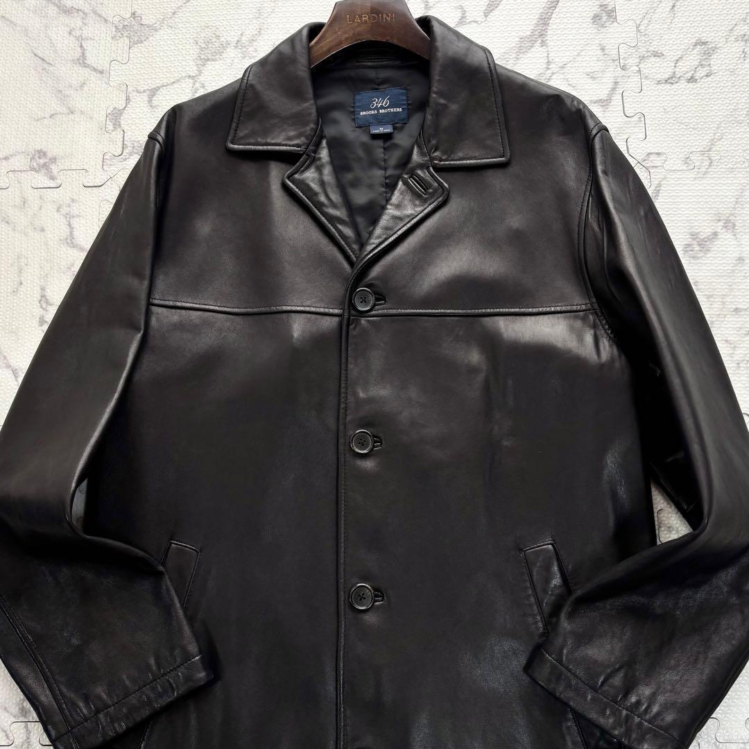 美品✨BROOKS BROTHERS レザーカーコート 本革 ブラック