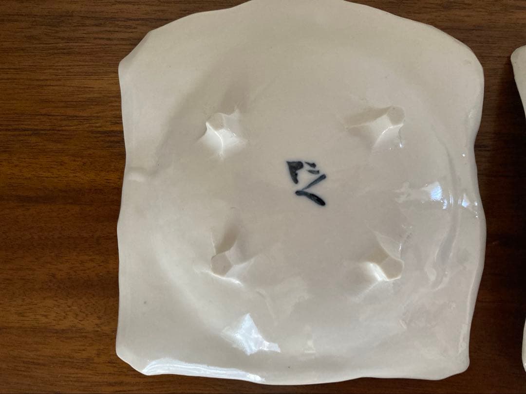 黒岩卓実　磁器　脚付四方皿　絵がわり