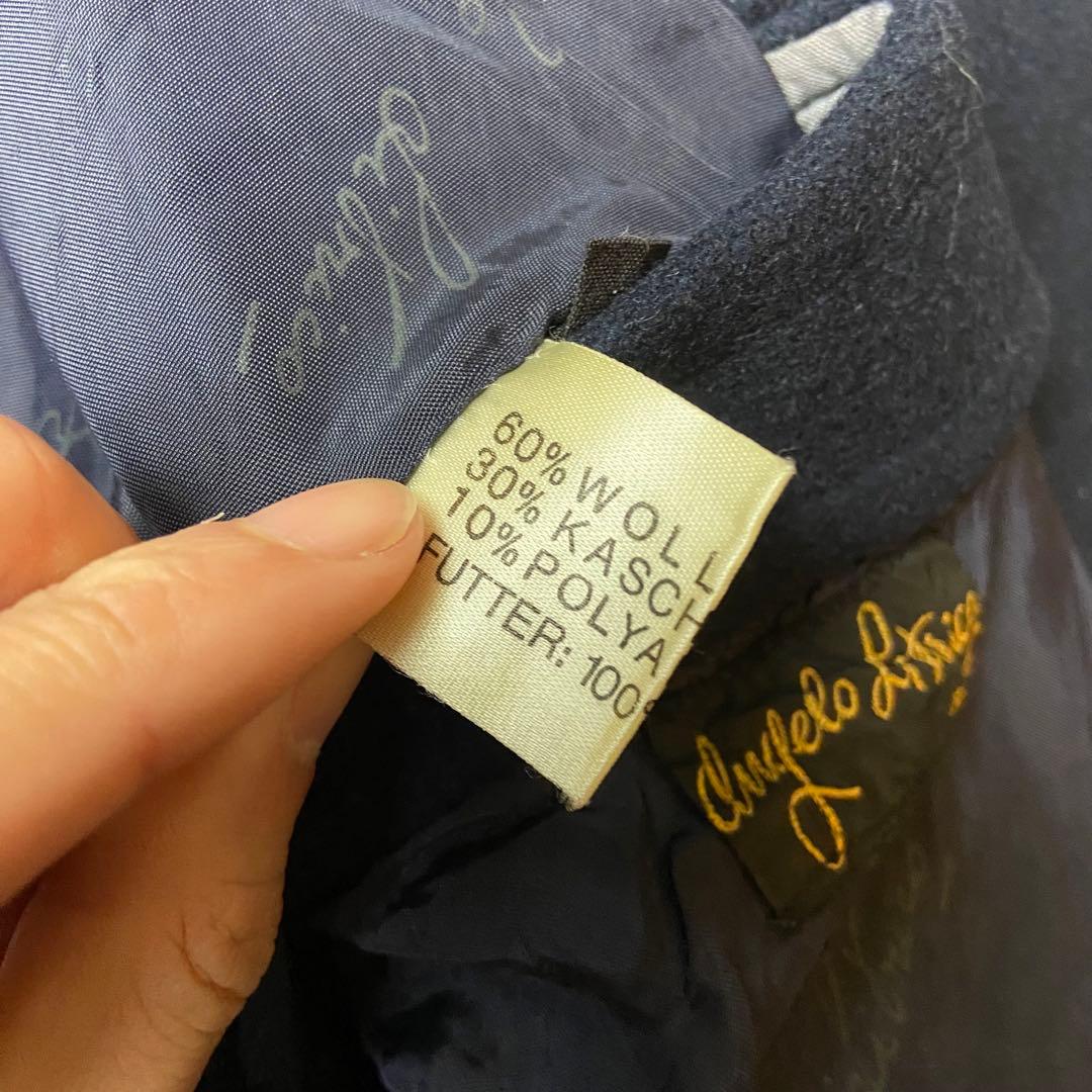 70s イタリア製 カシミヤ混 ロング ステンカラーコート ベルト付き