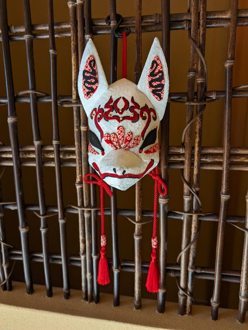 ハンドメイド　押絵　狐面
