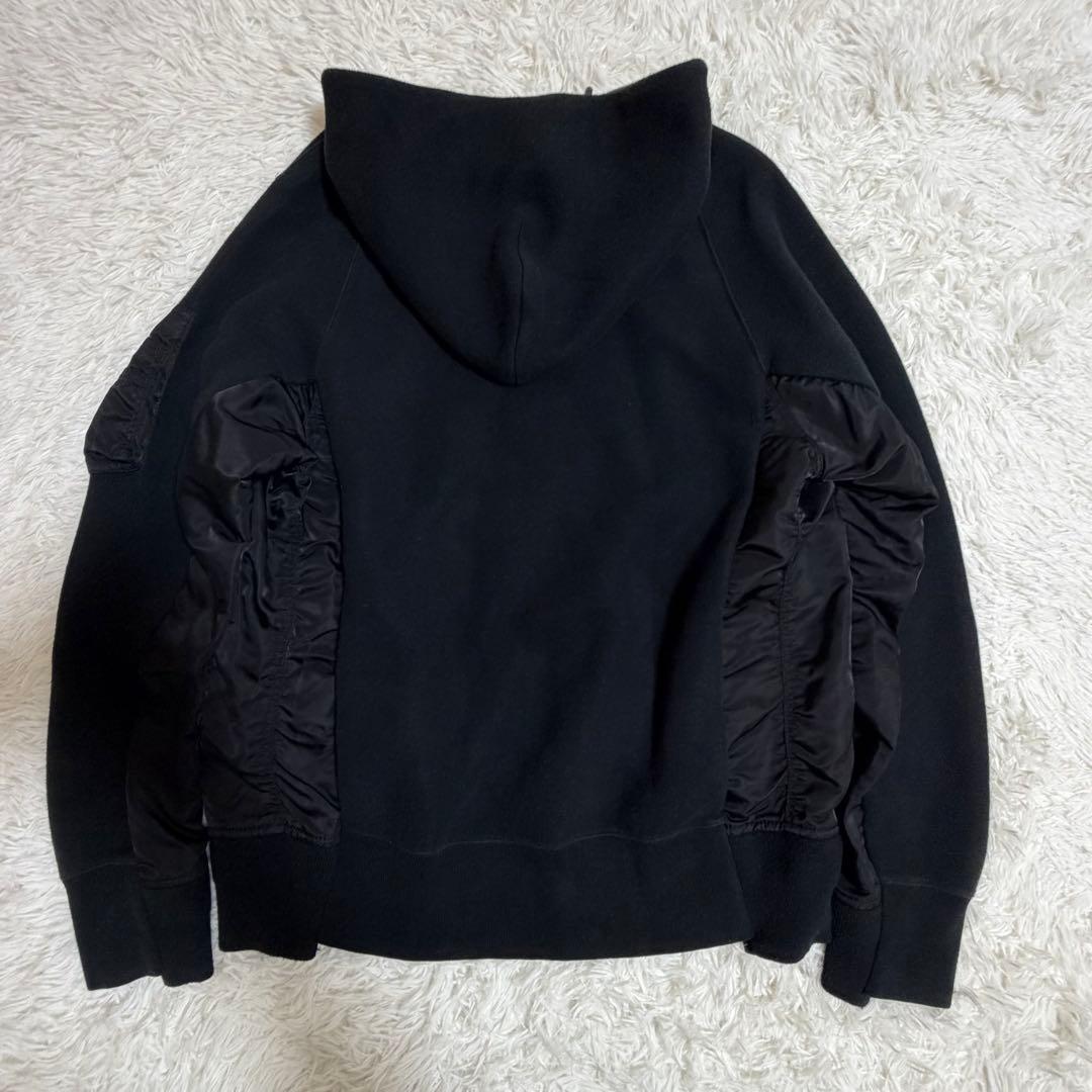 サカイ sacai パーカー 黒　Sponge Sweat Nylon T M