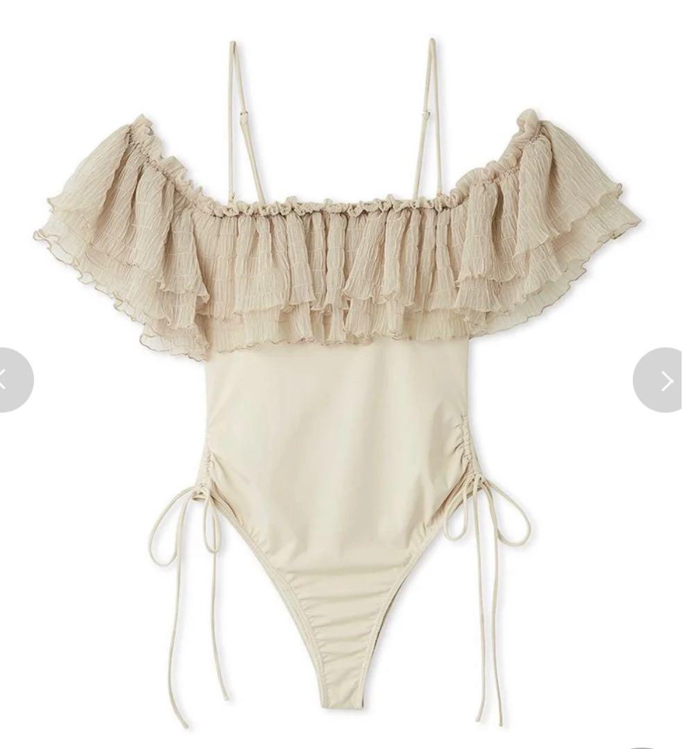 【SNIDEL】フリルワンピスイムウェア スナイデルアイボリー　新品未使用　即配