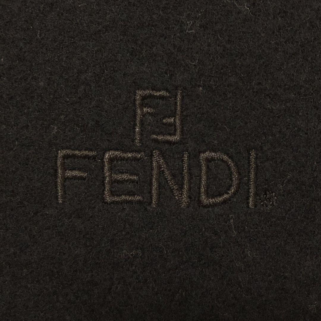 【極美品】FENDI フェンディ マフラー イタリア製 刺繍ロゴ ブラック 黒