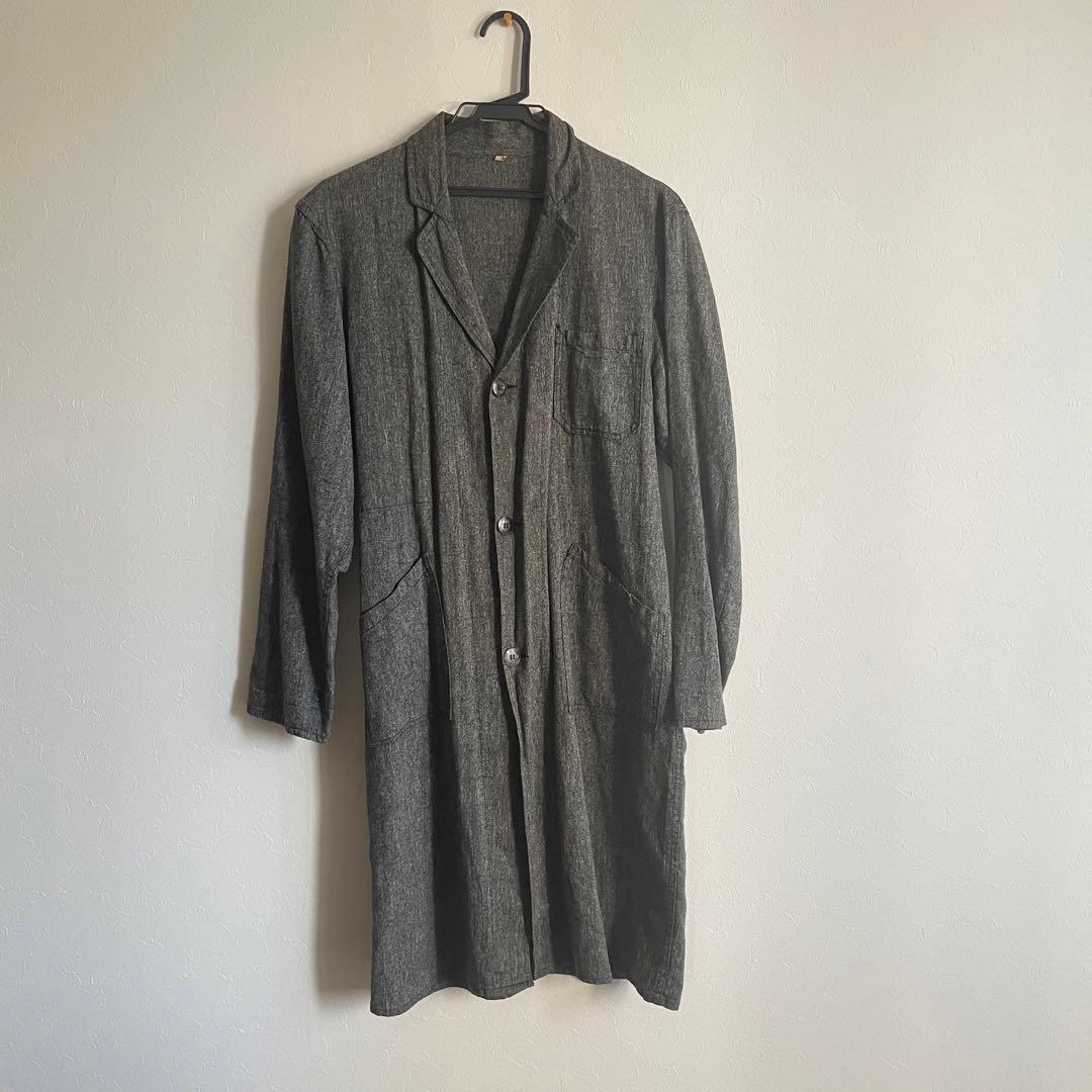 40s 30s ブラックシャンブレー　アトリエコート 黒シャン