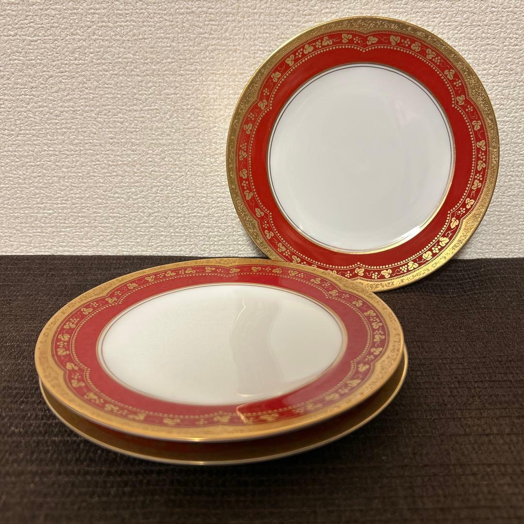 大倉陶園　アレキサンドリーヌ　金蝕マロン　デザートプレート　17cm 3枚