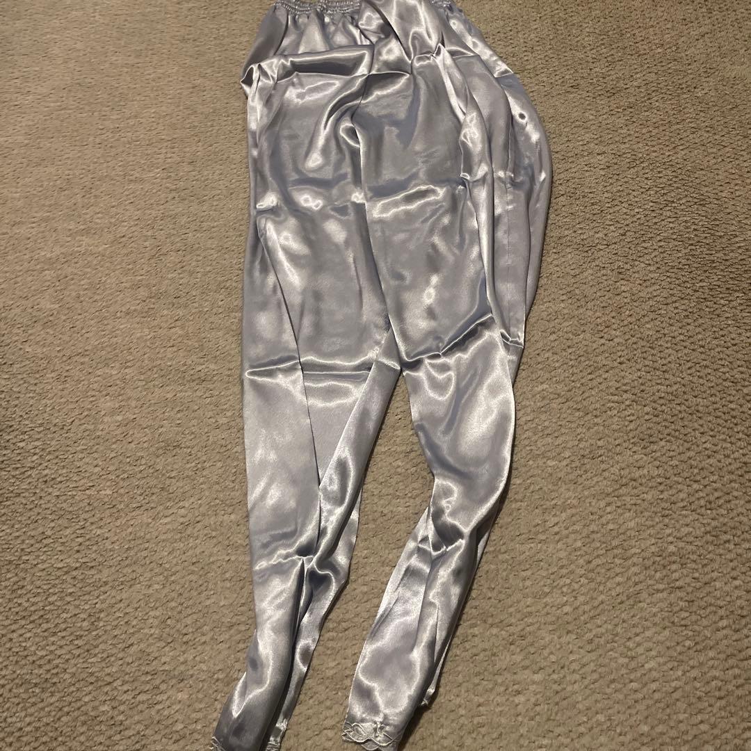 シルバー 100%シルク パジャマ 14号 Mサイズ