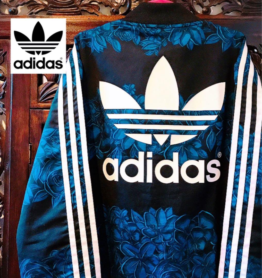 アディダス オリジナルス 青 花柄 ジャージ ジャケット ブルゾン TTP