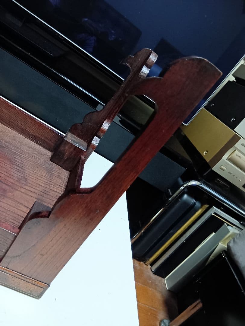 希少　明治期　欅　一枚板　組木細工　削り出し　文机　長尺机　錨脚