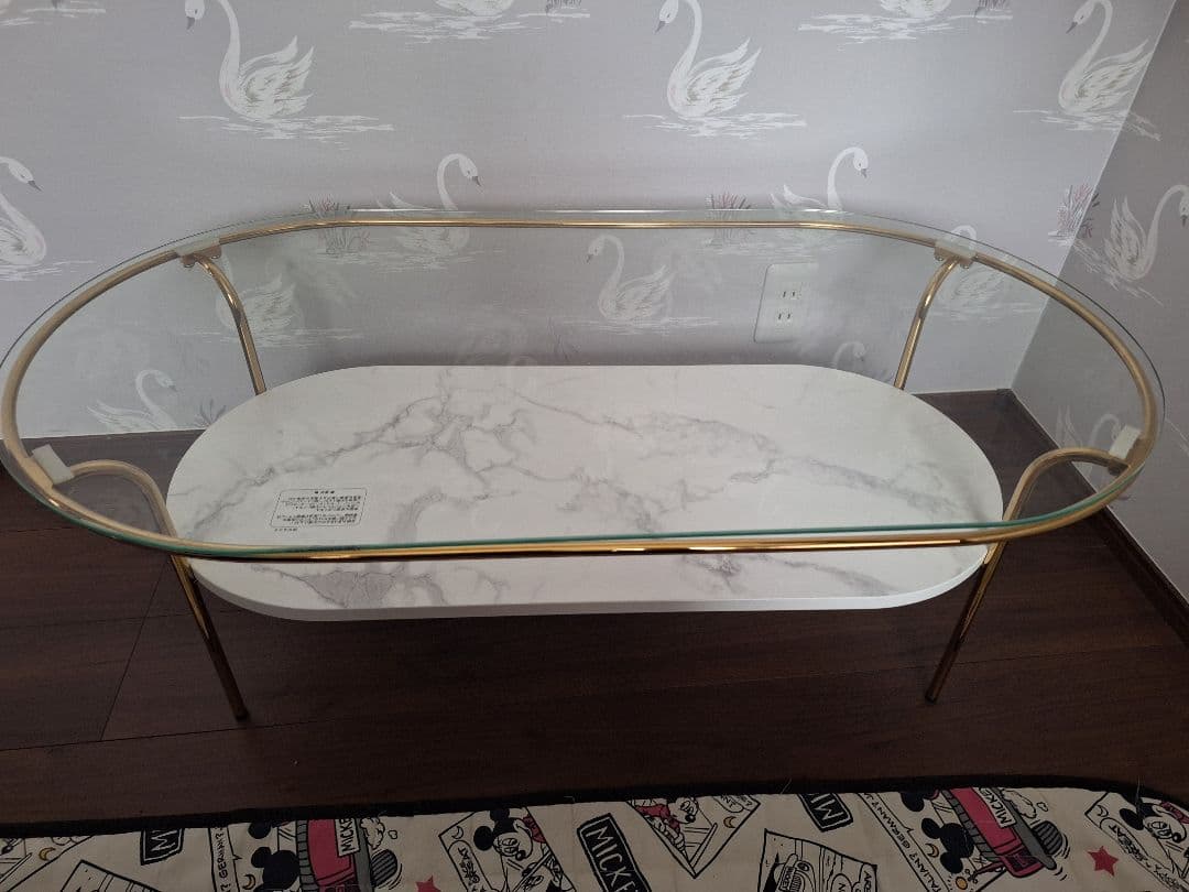 francfranc レガートコーヒーテーブル ゴールド×マーブルL　直接引き取