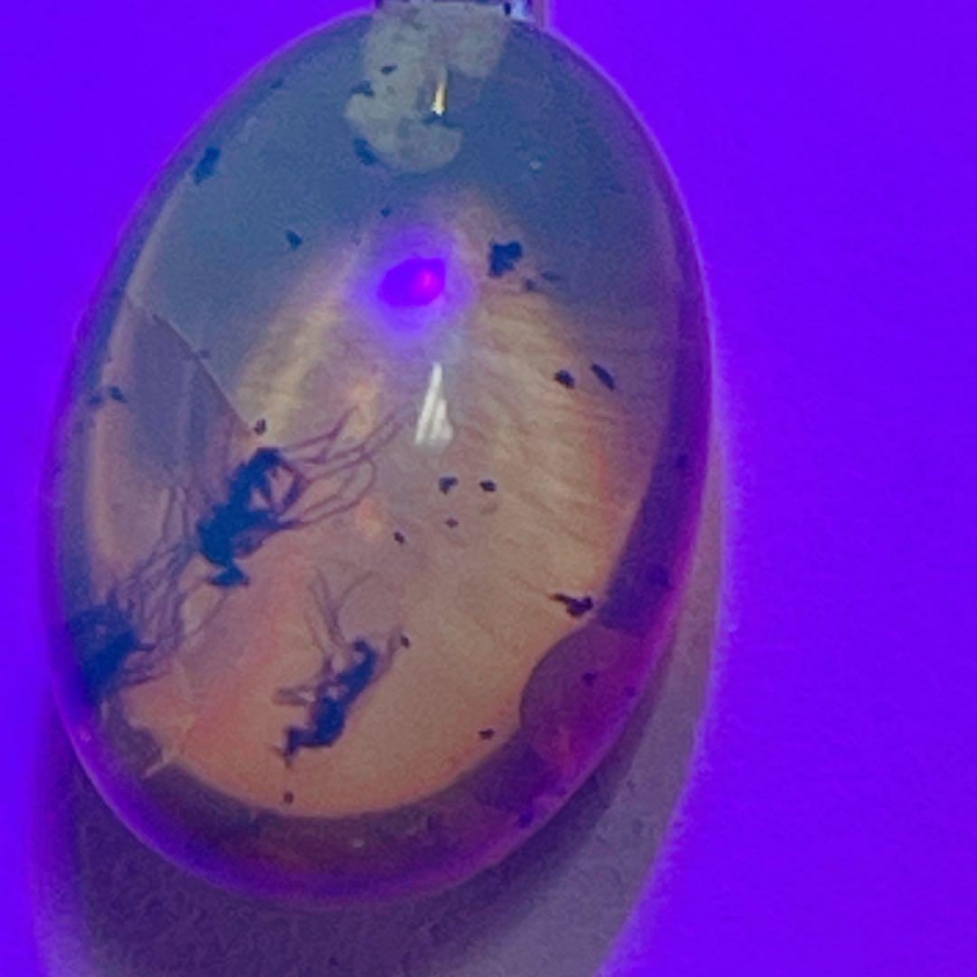 琥珀虫入りペンダントブラックスピネルネックレスNO25-2407