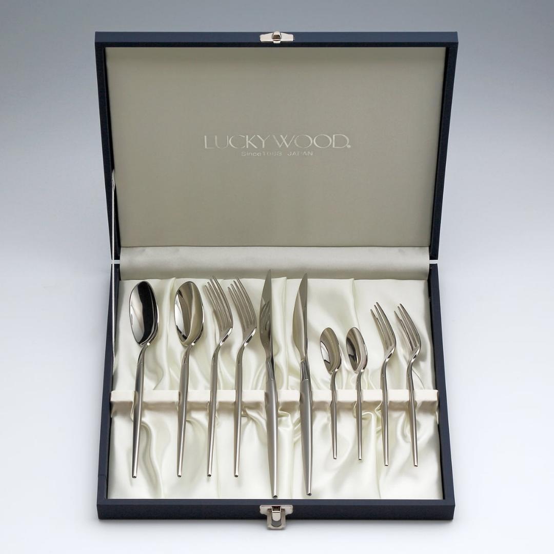 新品 ラッキーウッド ミルトア ペアディナーセット 箱入り10本組カトラリー