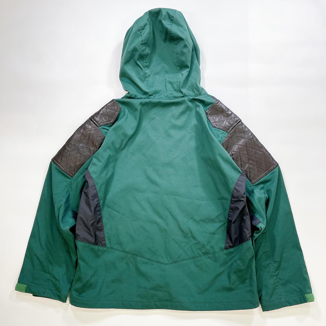 美品 WHIZ LIMITED マウンテンパーカー レザー切り替え 緑×黒 L