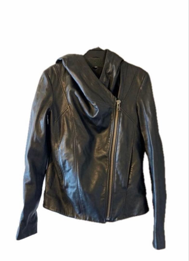 HELMUTLANG フード付き黒レザージャケット Mサイズ　変形