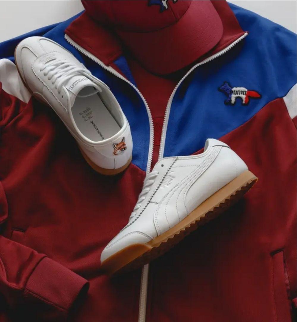 希少 PUMA × Maison Kitsune 刺繍 レザー スニーカー 25