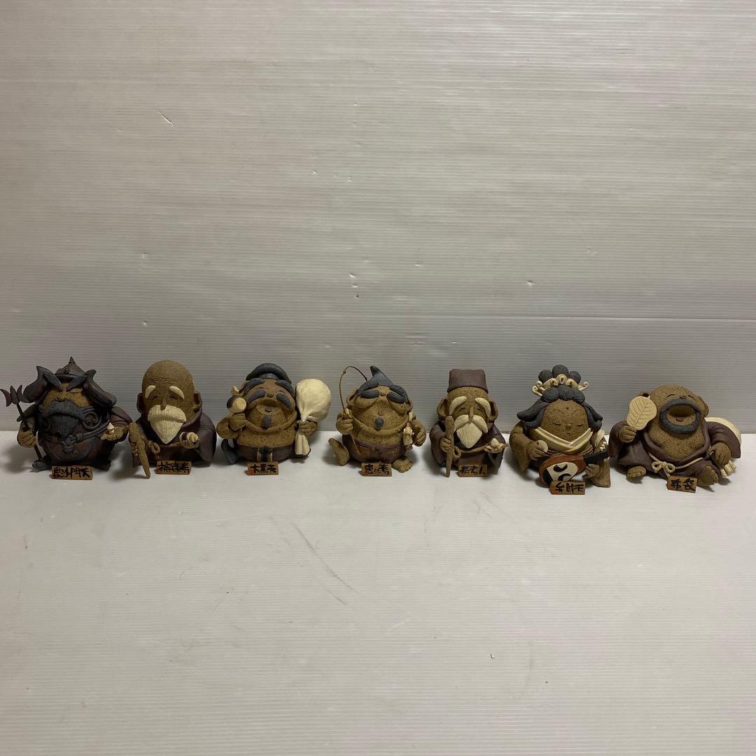 補修あり 土器 土鈴 七福神 和風 置物 オブジェ インテリア 陶芸 縁起物