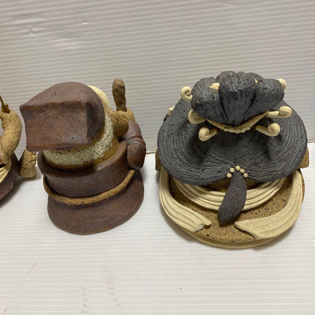 補修あり 土器 土鈴 七福神 和風 置物 オブジェ インテリア 陶芸 縁起物