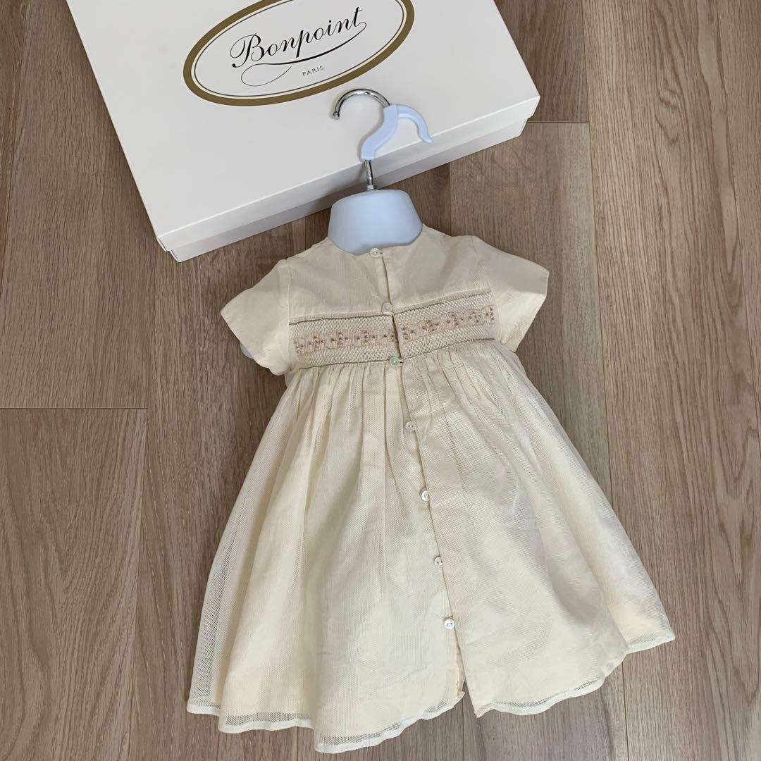 美品♡ボンポワン（Bonpoint）直営店購入 86 チュールドレス　白　レース