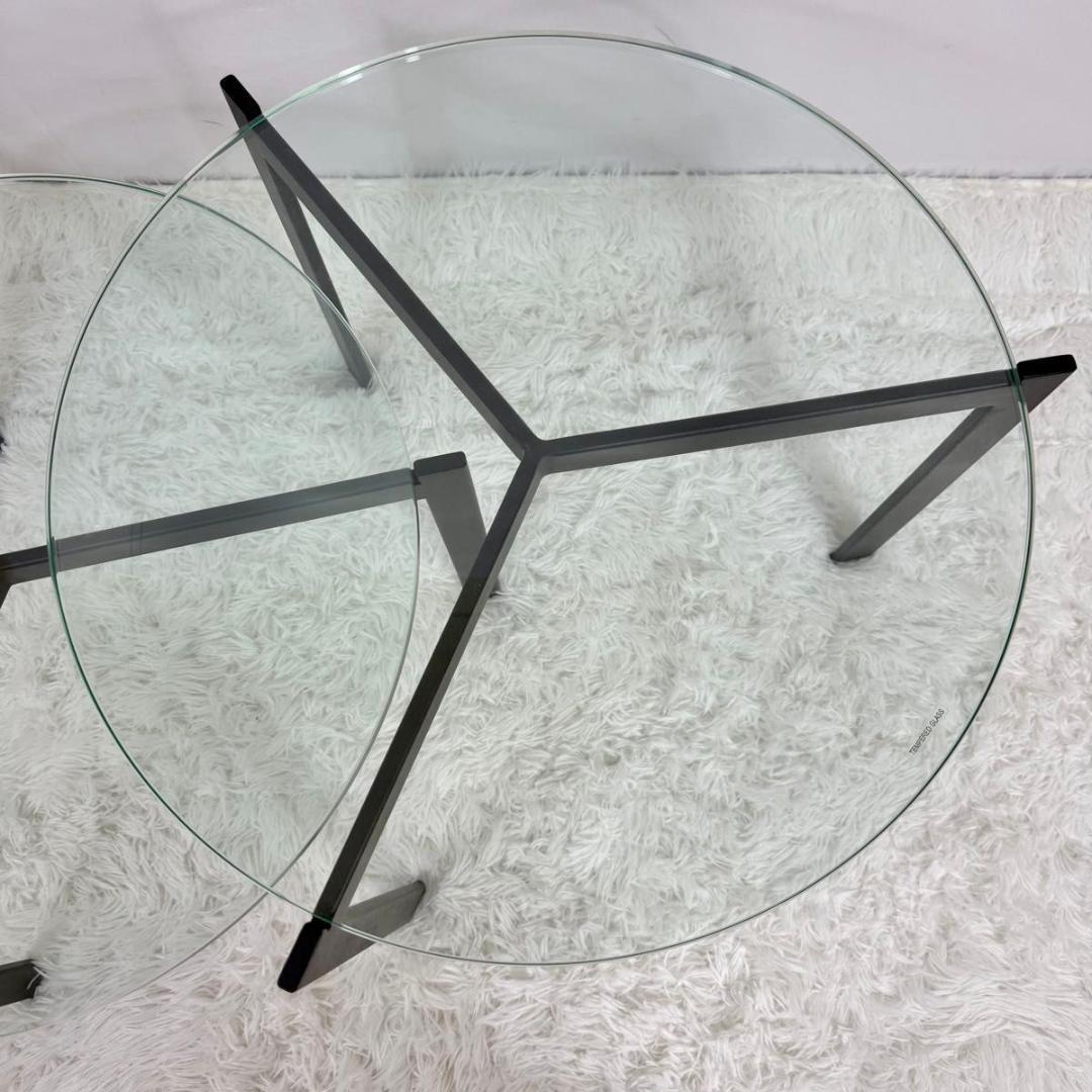 【美品】ARMONIA　アルモニア ガラス センターテーブル 丸型 92-8