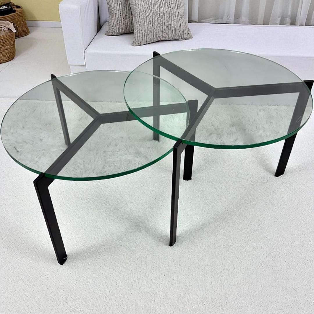 【美品】ARMONIA　アルモニア ガラス センターテーブル 丸型 92-8