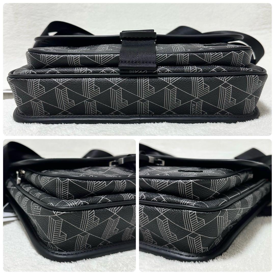 LACOSTE ザブレンド モノグラムフラップメッセンジャーバッグ 幾何学模様