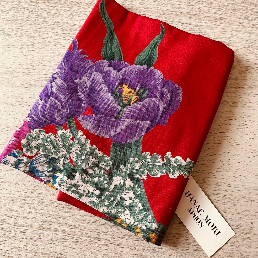 ハナエモリ 森英恵 エプロン レッド 新品 未使用 自宅保管品