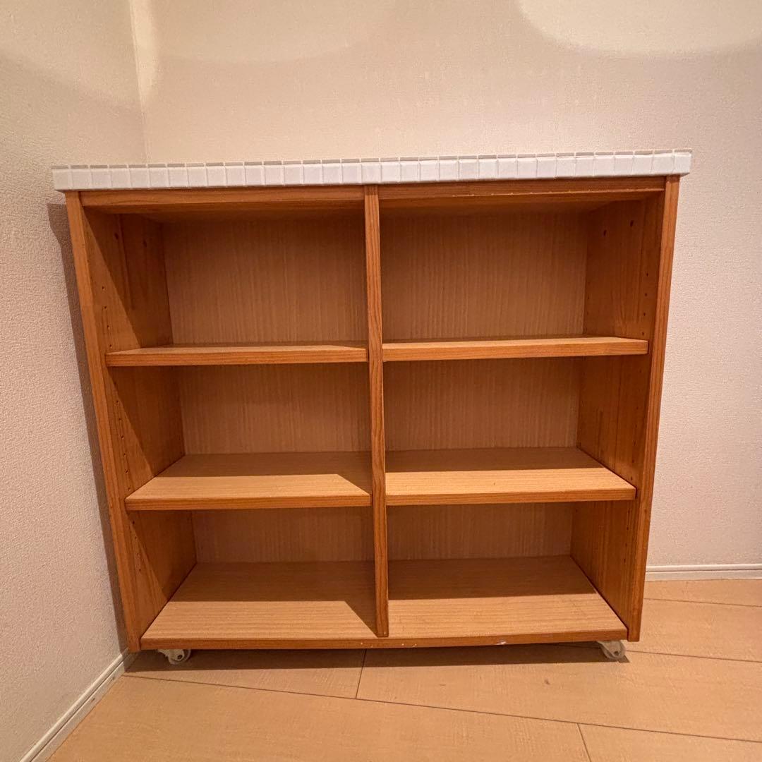 モモナチュラル シェルフ/ワゴン キャスター付き